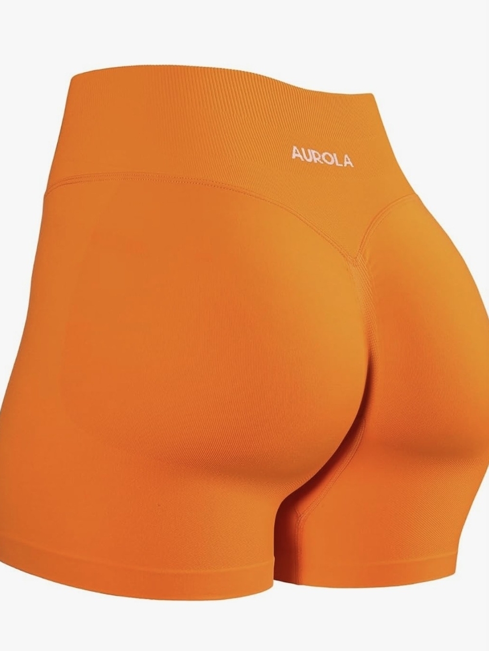 Aurora High-Waist Influence Persimmon Orange Ribbed Bike Shorts Xs